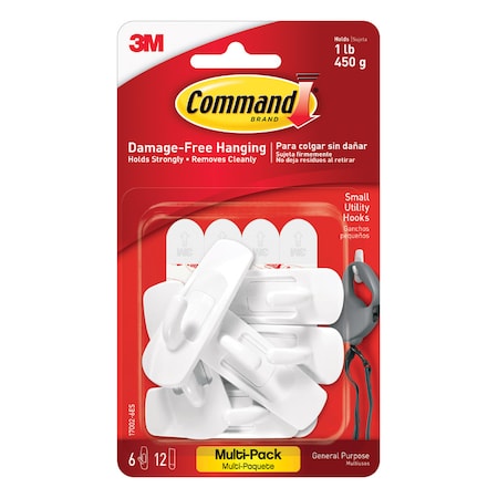 3M 3M Command Small Plastic Hook 2.37 in. L 6 pk 17002-6ES